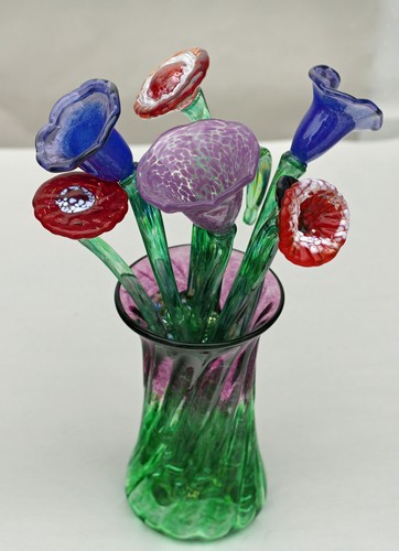 Click to view detail for DB-765 VASE - PURPLE AND GREEN 7x4x4 $100